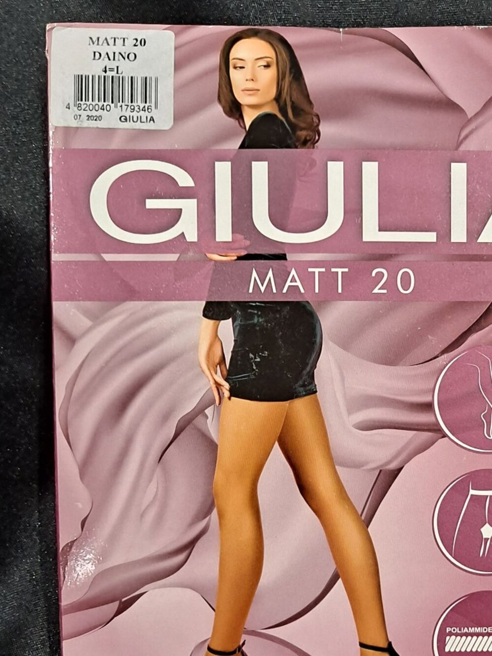 Set of 2 Giulia Matt 20 tights Black and Tan color